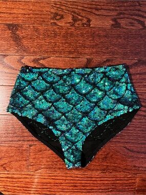High-Waist Sequin Mermaid Bikini Bottoms Rare and Discontinued Seaqueen by DU
